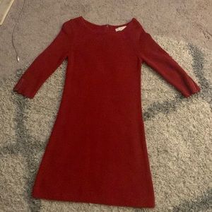 Ann Taylor loft red sweater dress medium petite zip in back
